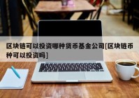 区块链可以投资哪种货币基金公司[区块链币种可以投资吗]