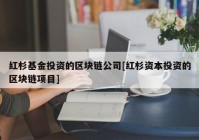 红杉基金投资的区块链公司[红杉资本投资的区块链项目]